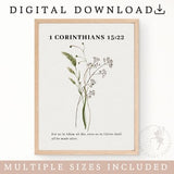 1 Corinthians 15:22, Inspirational Quotes Poster, Flower Art DŽcor, Christian Wall Decor Living Room | FEAT02 CHR12
