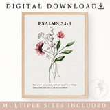 Psalm 34:6, Christian Wall Art Printable, Christian Posters Aesthetic, Flower Print Wall Art | FEAT02 CHR09