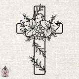 Cross SVG, Floral Cross SVG, Christian Cross SVG, Flower Cross Svg, Faith Svg, Christian Svg, Digital Download