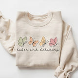 Butterfly Labor and Delivery Nurse Sweatshirt, Cute Boho L&D Nurse Sweater, Baby Nurse Shirt, L and D Nurse Shirts, Nurse Crewneck, Gift