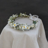 Daisy Baby Breathing Dry Flower Crown, Bohemian Wedding Dry Flower Crown, Eucalyptus Leaf Wedding Bride Crown, hair comb baby breathing comb