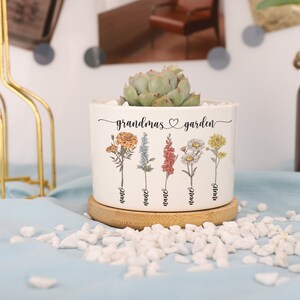 Custom Grandmas Garden Flower Pot,Birth Month Flower Plant Pot,Ceramic Plant Pot,Birth Flower Vase,Nanny Gift,Gift For Mom,Mothers Day Gift