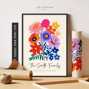 Custom Birth Flower Family Bouquet Print Personalized Gift for Her Grandma's Garden Print Birth Month Flower Art Mother's Day Gift Birthday