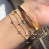 925 Flower Bracelet, Sterling Silver Dainty Flower Bracelet, Mini Gold Diamond Floral Bracelet, Minimalist Delicate Bracelet, Bridesmaids