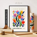 Amsterdam Flower Market Print Amsterdam Poster Cute Floral Print Abstract Botanical Prints Eclectic Wall Art Unframed Poster Digital Print