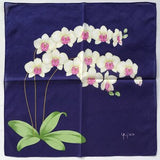 Yujiro Vintage Japanese Handkerchief Orchids Flower 18.5