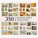 Vintage Printable Landscape Painting, Mega Bundle, Botanical Flowers Prints Wall Art,Farmhouse Decor, Set Of +350 Digital Download