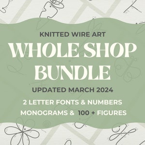 Knitted wire art template bundle cover with letters, numbers, and monograms