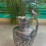 German Silver Flower Vase, Antique Peacock Big Vase, Home DŽcor Accent, Elegant Centerpiece, Entryway Decor, Free Express Delivery