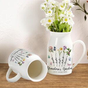 Custom Grandma's Garden Flower Vase, Grandkid Name Flower Vase, Personalized Grandma's Gift, Grandkid Name Flower Vase, Mother's Day Gifts