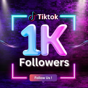 Neon TikTok Followers sign graphic with TikTok logo and bright follower text