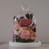 Handmade teddy bear with Eternal flowers;Dried flowers; Preserved rose; pressed flower;Home Decor,birthday or Mother's Day gifts etc.