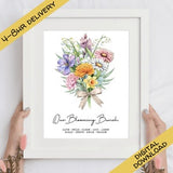 Custom Birth Month Flower Family Bouquet Digital Download Art Print | Personalised Gifts For Her | Mother's Day Gift | Grandma's Garden