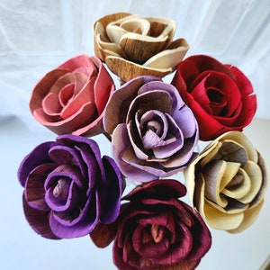 Mixed bark rose bouquet with purple, red, cream and burgundy fabric flowers