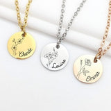 Personalized necklace with birth flower, first name jewelry, Gift for mom, Birth gift, Godmother jewelry, Mother's Day gift
