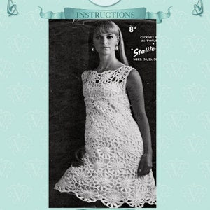 White crochet lace mini dress, sleeveless mod style with scalloped hem