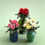 6 Roses Paper Flower Kit  for 1/12th scale Dollhouses, Florists and Miniature Gardens