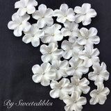 12 pieces White Gum Paste Flowers Edible Cake Decorations SILVER Fondant