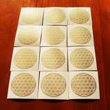 Flower of Life, 12 Stickers, Transparent, Gold Color