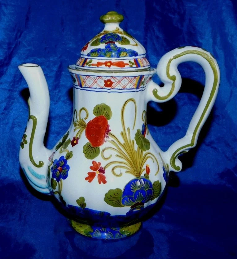 ITALIAN GAROFANO FAENZA COFFEE POT Blue Carnation 7Ó Carnation