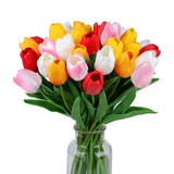 Fake Flowers Tulips Artificial Flower 15pcs Real Touch PU 14" for Spring East... Bouquet