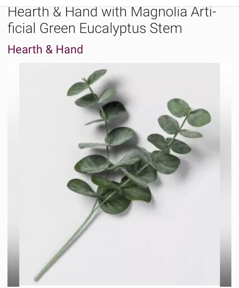 NEW Box Of 6 Artificial Green Eucalyptus Stems-Hearth & Hand With Magnolia 13Ó Green Plant