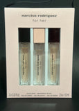Narciso Rodriguez For HER purse spray perfume gift set 3x 10ml 3x 0.33oz Edp Edt EDT