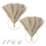 Boho Wall Decor, Wall-Mounted Metal Wall Decor, Hanging Artificial Pampas Dis... Pampas Grass
