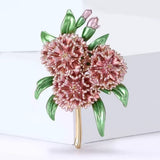 Pink Enamel Carnation Flower Bouquet Brooch Pin Mother's Day Floral Jewelry Gift Carnation
