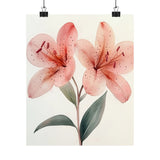 Boho Pink Peruvian Lilies Flower Art Print Poster, Minimalist Floral Wall Art 5 Lily