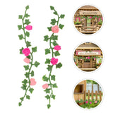 10 PCS Dollhouse Vines Mini Flowers Floral Artificial Rose Plant Green Plant