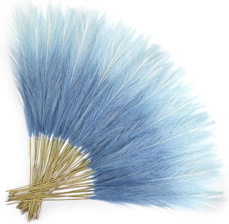 Light Blue Pampas Grass Decor, 50Pcs 21.6 Inch Artificial Faux Pompas Grass Smal Pampas Grass