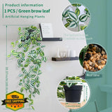 LOYWREE 3pk Fake Hanging Plants Black Pot Green Plant