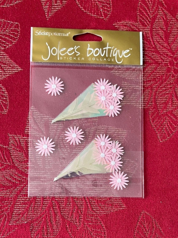 JOLEE'S PINK DAISY BOUQUET 3D STICKERS- RARE & RETIRED GREAT FOR GREETING CARDS Bouquet