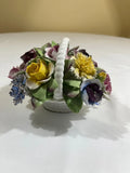 Vintage Bone China Floral Basket Ornament Cottagecore Rose Carnation Centerpiece Carnation