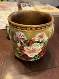 Vintage Czechoslovakian Hand Painted Planter Carnations Flowers Art Pottery Chip Carnation