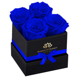 Blue Forever Flowers Roses in A Box,Real Preserved 4 Roses, Dried Flower