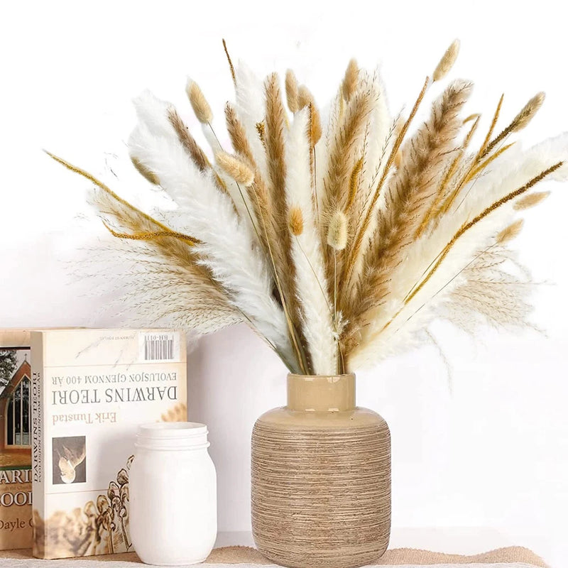 Pampas Grass Decor-Natural Dried Flowers, Reed Grass Bouquet(120 pcs) Dried Flower