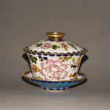 Copper Tire Handmade Cloisonn ƒ Blue Lid Cloisonn ƒ Peony Flower Lid Bowl Peony