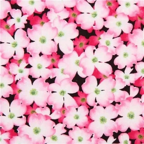 5 Yards NEW Pink Dogwood Floral 100% Cotton TIMELESS TREASURES FABRIC Flowering Plants