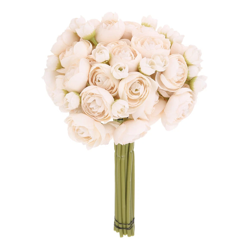 Artificial Ranunculus Flowers, 18pcs Pale Pink Faux Silk Flower for Wedding Ranunculus