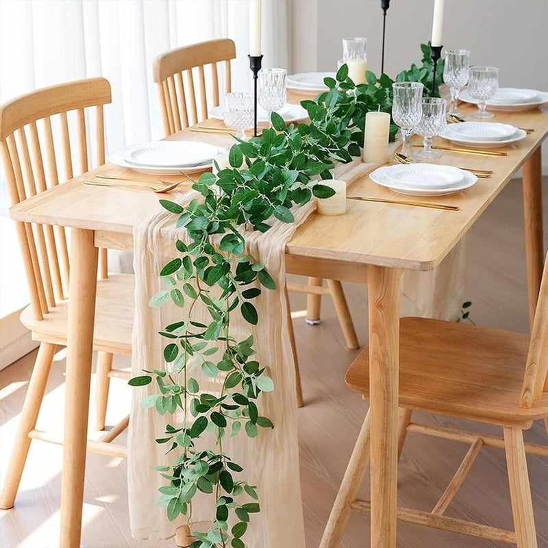 Artificial rose leaf vine greenery with trailing green leaves for home decor