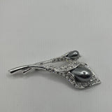 Vtg RN 62079 Designer Gray Simulated Pearl Pave Rhinestone Calla Lily Pin #6 Lily