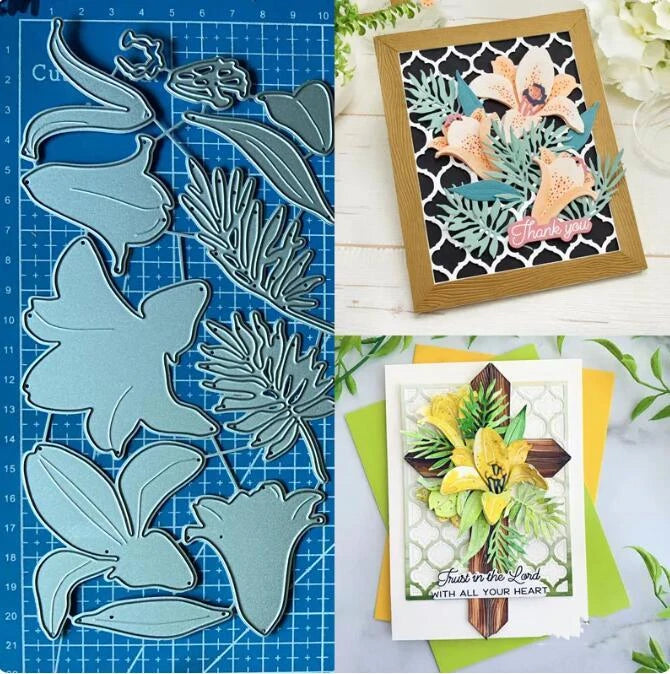 Metal Cutting Dies Lily Flower Diy Scrapbooking Photo Album Decorative Embossing Lily