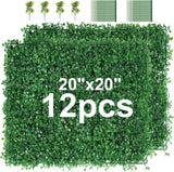 12pcs 20x20" Artificial Boxwood Wall Hedge Mat Plant Panels Outdoor Grass Fence Green Plant