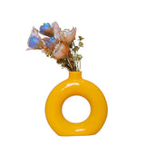 Yellow Vase/Flower Vase/Pampas Grass Vase/Ceramic Vase/Round Shaped Vase/Home De Pampas Grass