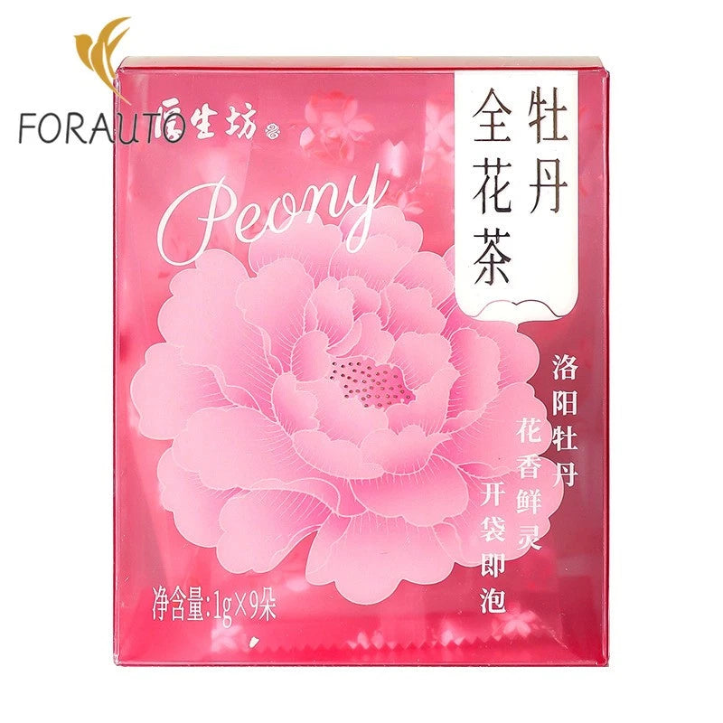 Peony flower tea gift box with pink peony flower graphics