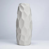 9 Inch White Ceramic Vase Geometric Modern Decoration with Matte Texture Pampas Pampas Grass
