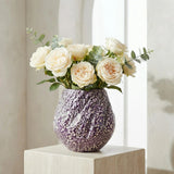 Purple Ceramic Vase, 8 Inch Large Round Vases for Pampas Grass, Modern Textur... Pampas Grass
