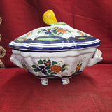 Vtg Majolica Garofano Blue Carnation MENEGATTI Italian Pottery Soup Tureen (103) Carnation